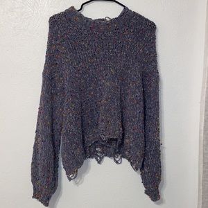 Dark gray distressed sweater